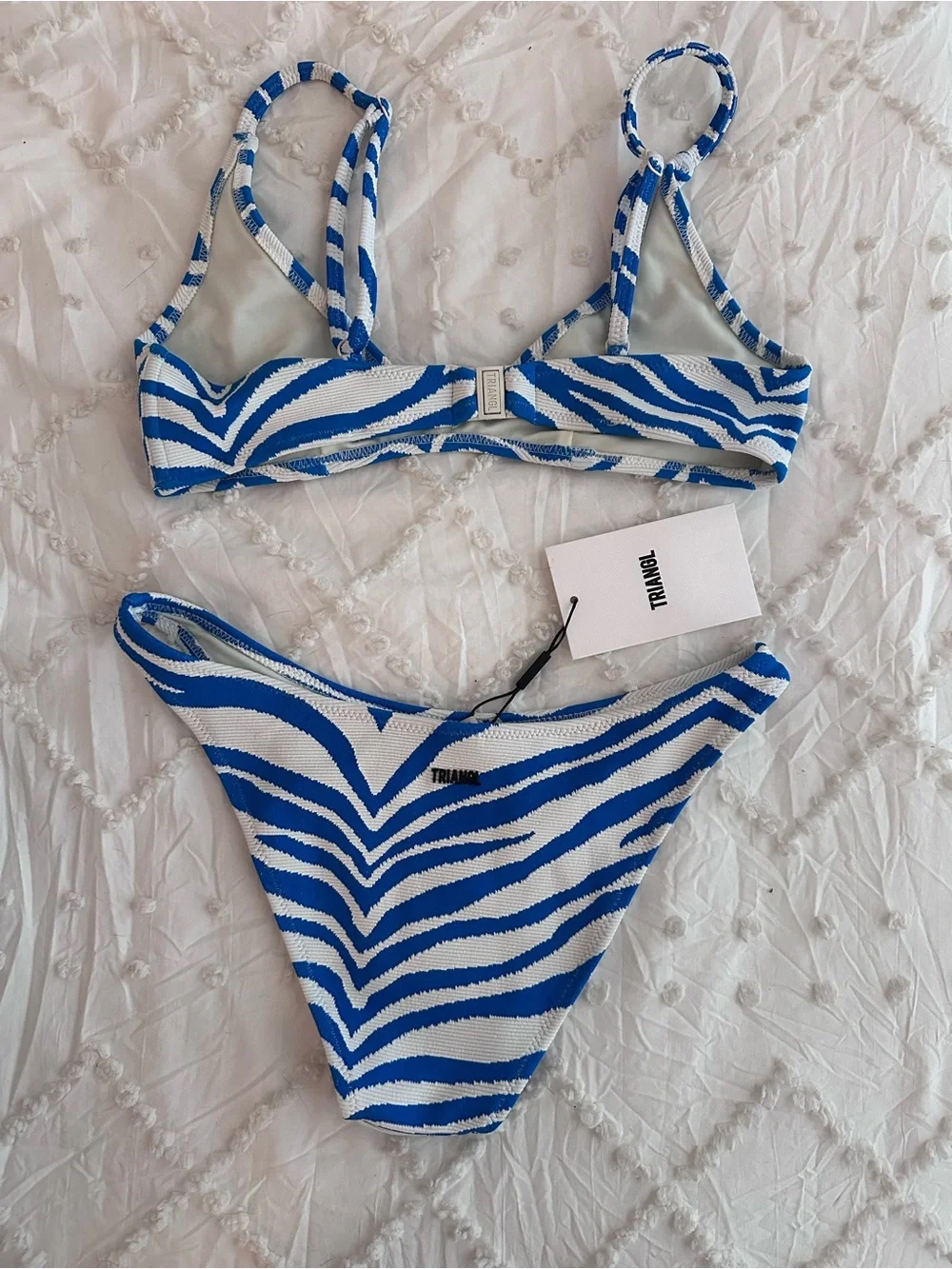 Triangl Swimwear Blue and White Zebra-Pattern Bikini Top & Bottom